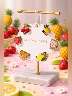 Sunday State Fruit Enamel Charm Hair Clips